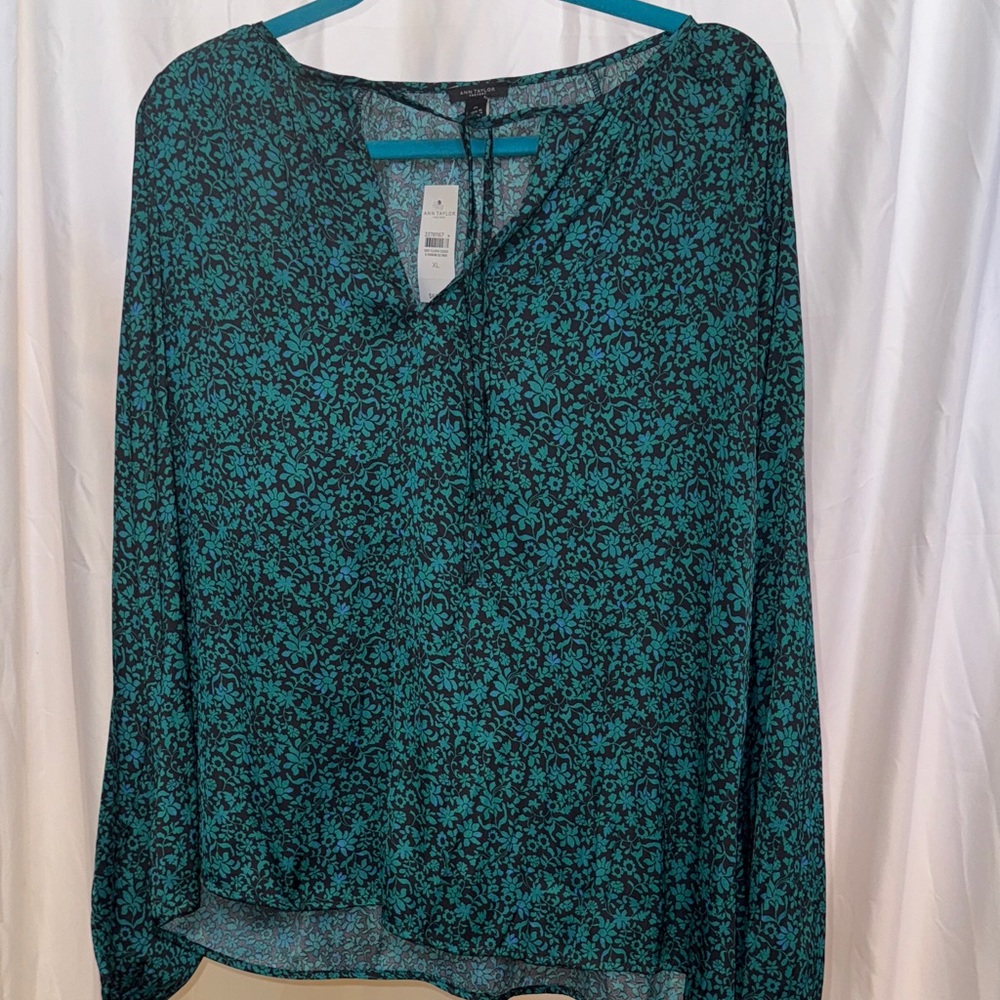Floral Green and Blue Blouse